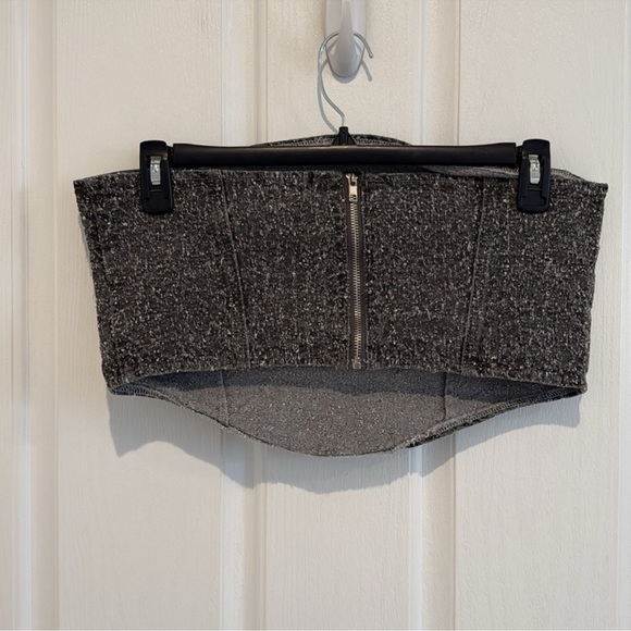 Pretty Little Thing  GREY BOBBLE DENIM CORSET CROP TOP - Picture 5 of 6